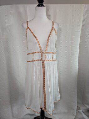 Amiani Resort White Cover‑Up Dress Size Medium Goddess Crepe Vacation Beach NWT